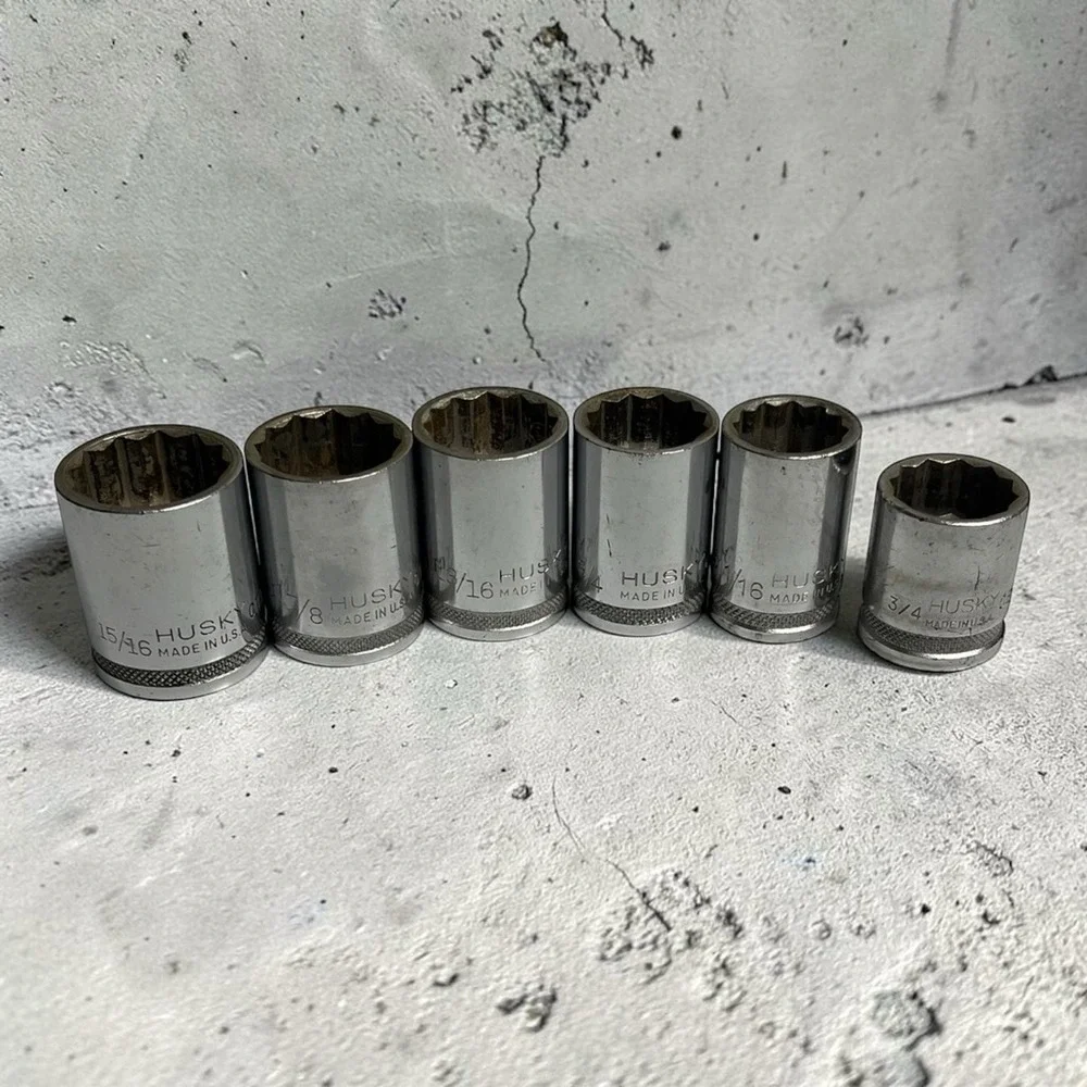 Husky Tool USA Socket Bundle 15/16 7/8 13/16 3/4 11/16 Lot Of 6 Tool Garage